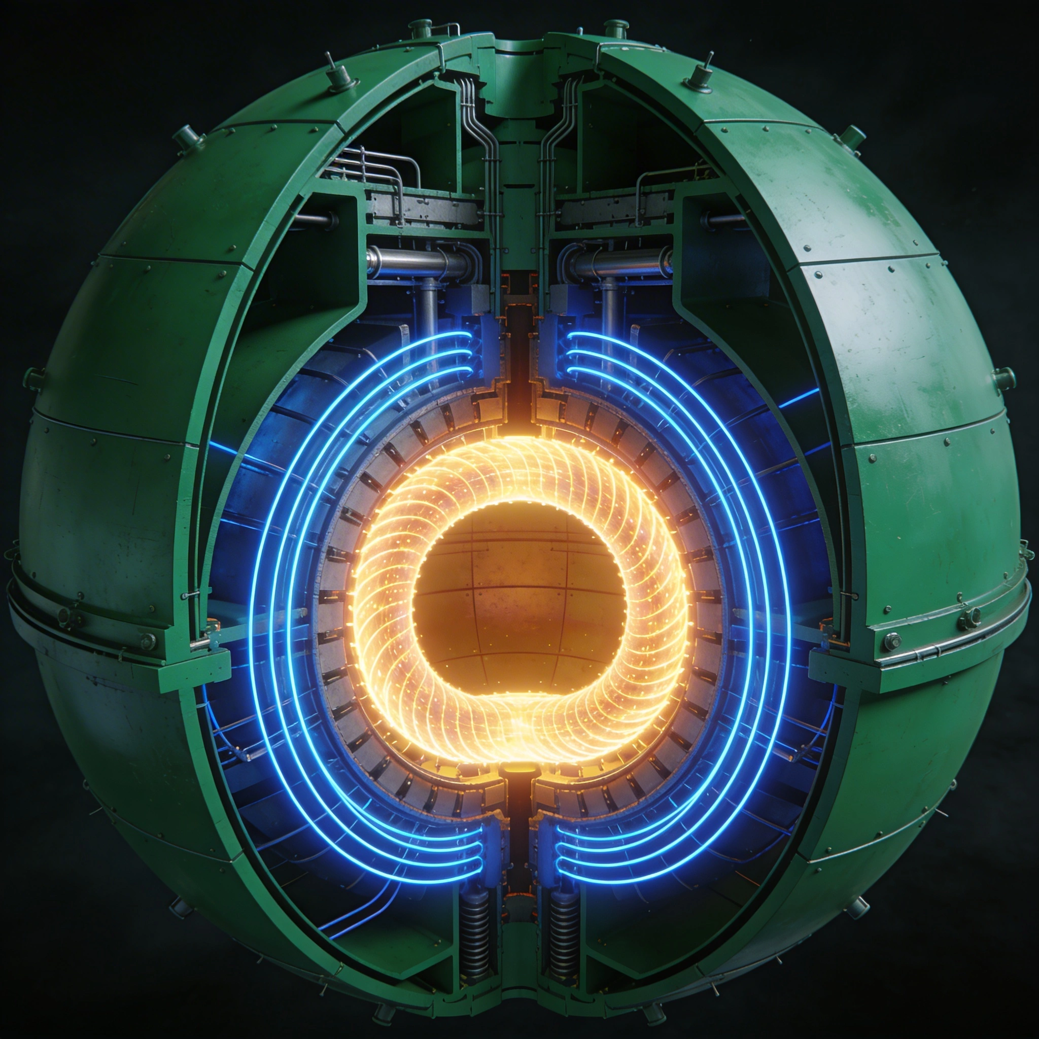 Visualization of a Field-Reversed Configuration fusion reactor cutaway