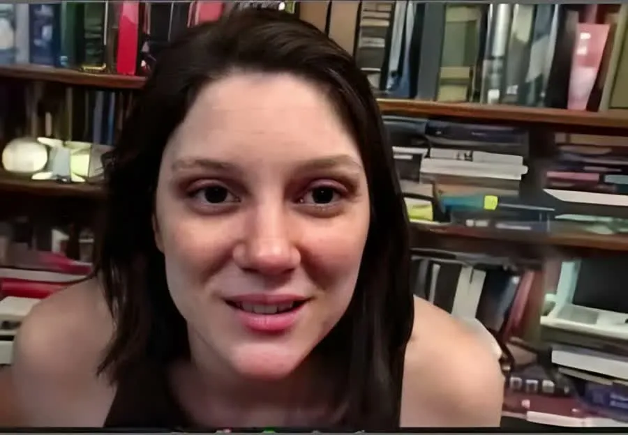 Amy Eskridge speaking on camera during her 2020 interview with Jeremy Rys and Mark Sokol